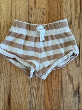 Colored Organics Cream and Tan Striped Kids Shorts